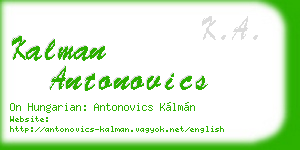 kalman antonovics business card
