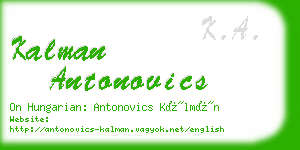 kalman antonovics business card